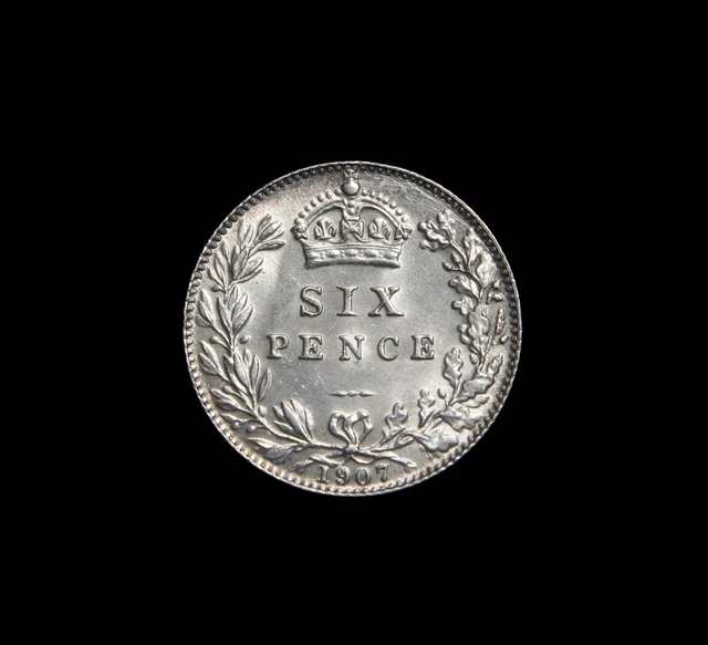 Edward VII 1907 Sixpence Brilliant Obv AUNC / Rev UNC details light scratches