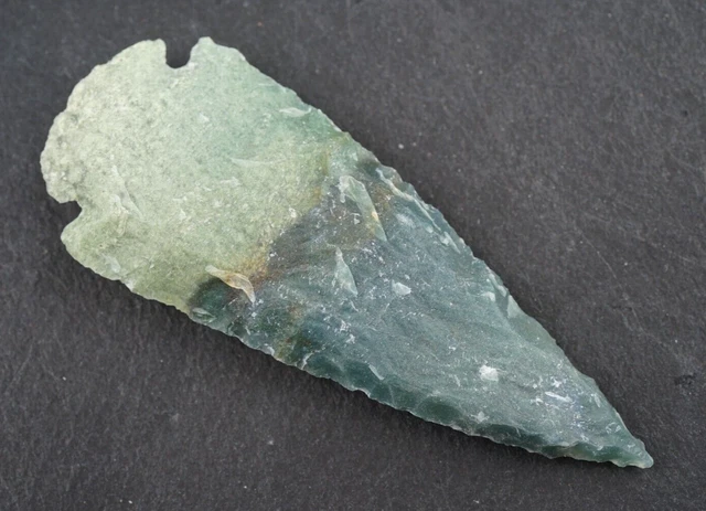 Green Fade 3.1" Flint Spearhead Head Point Knife Blade Arrowhead B522
