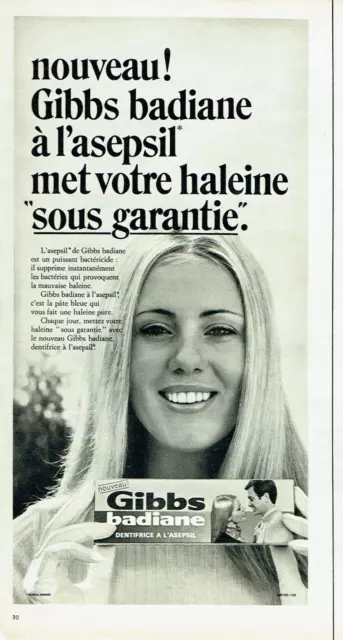 1971 Advertising 0623 Gibbs Badiana Aseptile Toothpaste Advertising