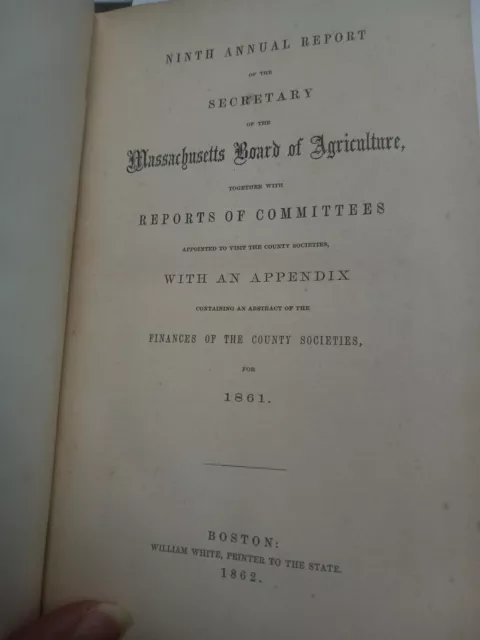 Ninth Report Of Massachusetts Board Of Agriculture For 1861 Illustrated Volume 2