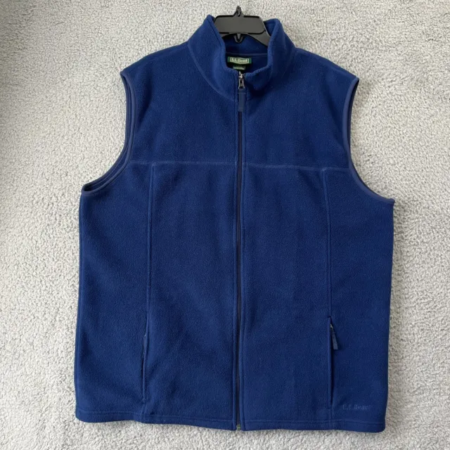 LL Bean Vest Mens Extra Large Tall XLT Blue Fleece Jacket Full Zip Pockets 1751