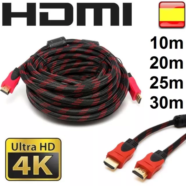 Cable HDMI 10m, 15m, 20m, 25m, 30m metros Full HD 4K 2K TV PS4 PS3 Xbox 360 PC