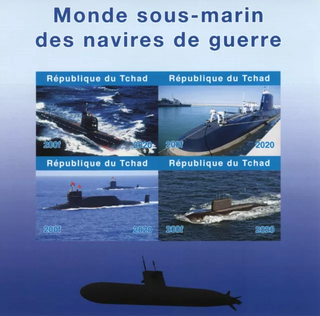 Chad Military & War Stamps 2020 MNH Submarines Ships Boats Nautical 4v IMPF M/S