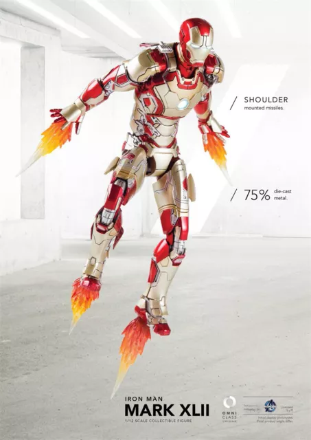 Comicave Studios Iron Man Mark XLII MK42 6" Action Figure Metal Boxed Gift 1/12