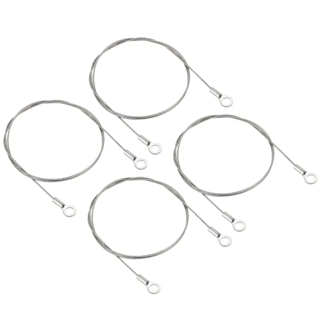 4Pcs 1.5mmx80cm Steel Security Cable 6mm ID Eyelets Ended Safety Wire Rope