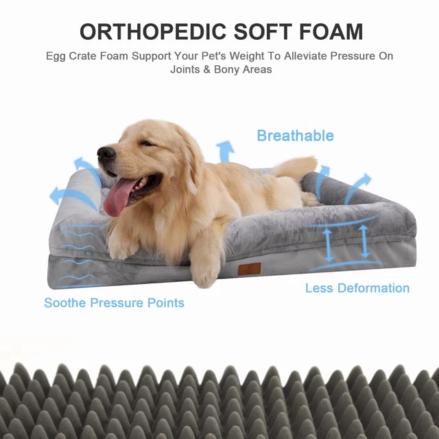 Super Soft Gray Warm Medium Dog Bed Orthopedic Memory Foam Pet Dog Bolster Sofa 5
