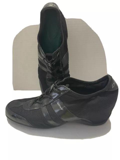 DKNY Donna Karan Women's Paige Black Fashion Wedge Sneakers Shoes Size 8