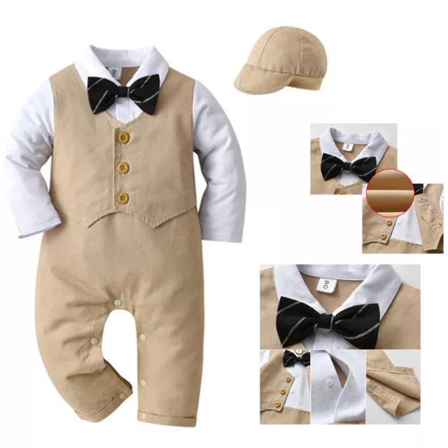 Baby Boy Formal Party Wedding Tuxedo Waistcoat Outfit Suit Birthday Suit 3-24 M