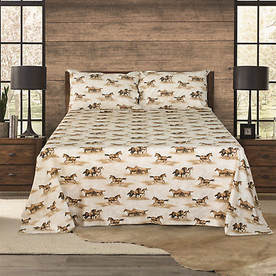 Wild Horses Luxury 4 PC Bed Sheet Set Deep Pocket Lodge Bedding Sheets All Sizes