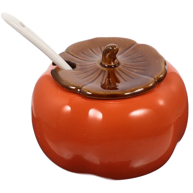 Ceramic Jar Ceramic Seasoning Jar Persimmon Seasoning Jar Container Lid Spices