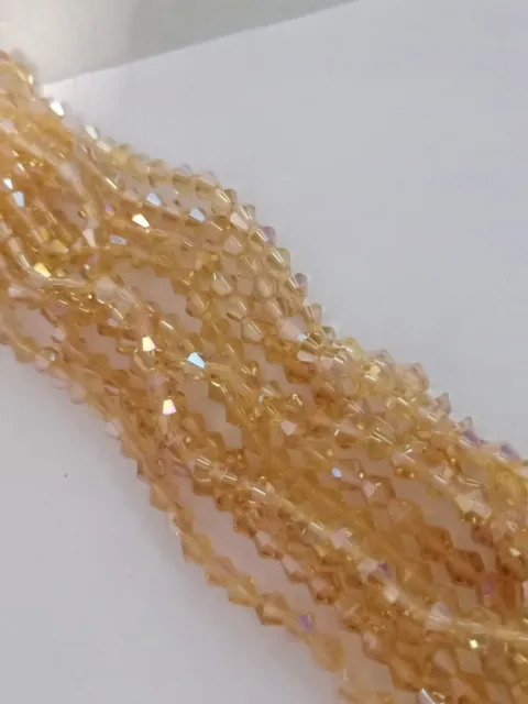 48pcs 6mm Gold AB Bicone Crystal Glass Beads Topaz Christmas AUS Free Postage