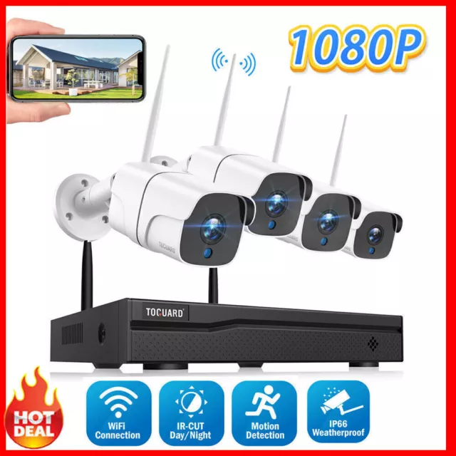 TOGUARD WiFi Security Camera System 8CH NVR 1080P CCTV Camera Set Plug&Play