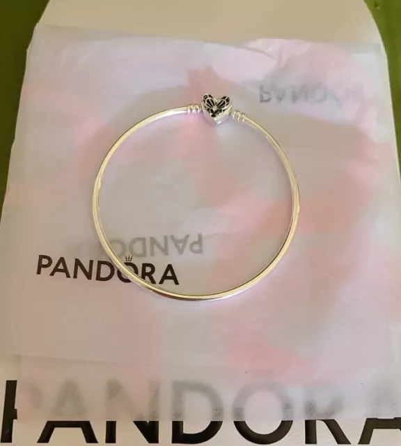 Pandora Moments Heart & Butterfly Bangle Silver Genuine  Size 21cm New Condition