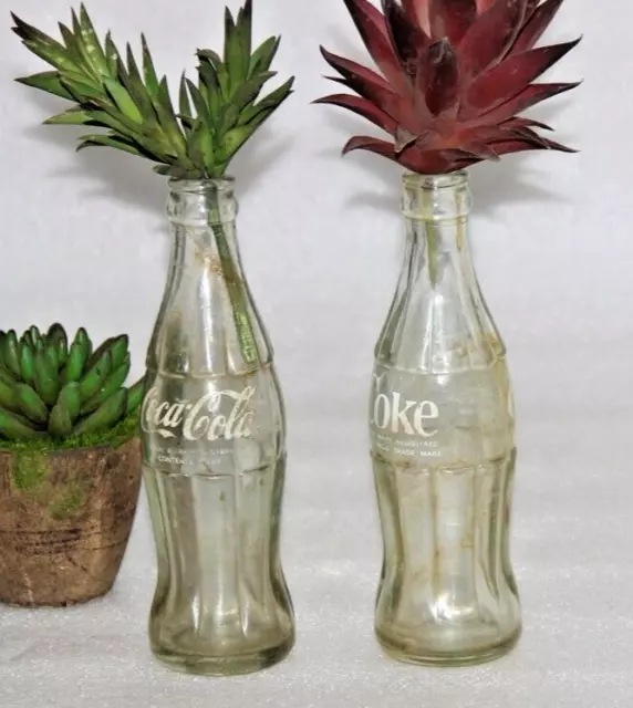 Conjunto vintage de 2 botellas de vidrio inglesas antiguas originales,...
