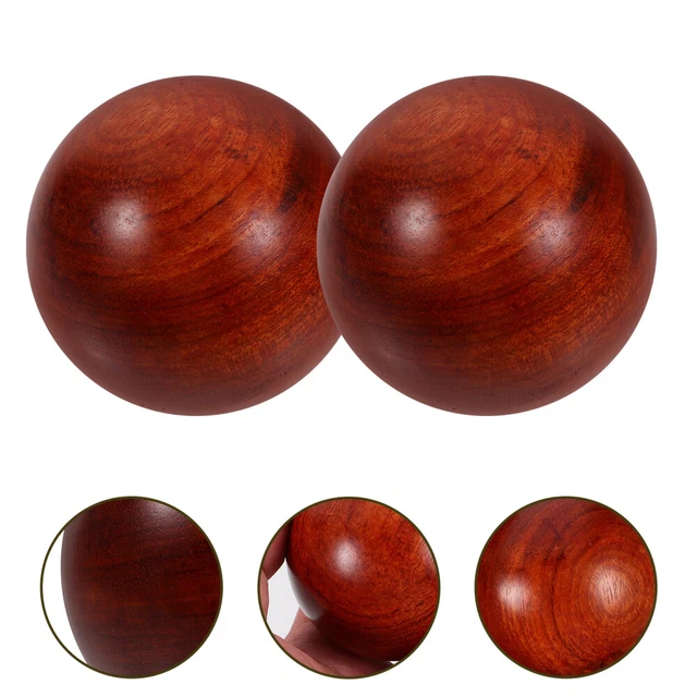 2 Pcs Stress Relax Balls Baoding Balls Hands Wooden Massage Ball