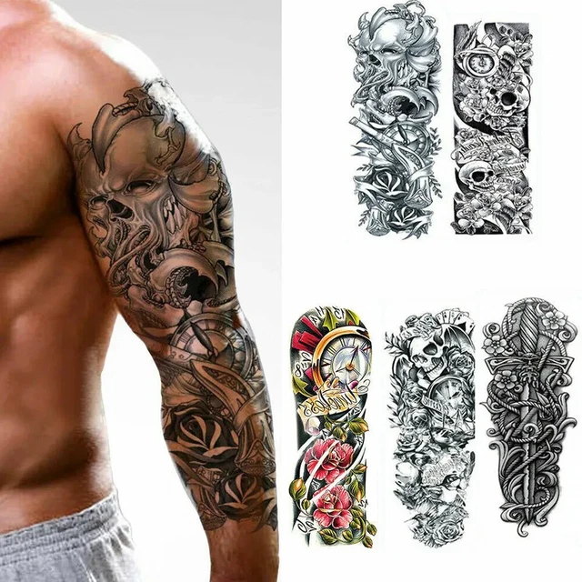 10 SHEETS FAKE Temporary Tattoo Body Full Arm Sticker Waterproof 10
