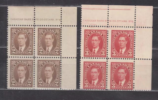 1937 #232(Ur#4) 2¢ & #233(Ur#2) 3¢  King George Vi Mufti Issue  F-Vf