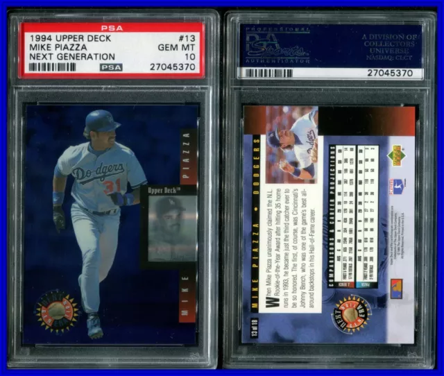 PSA 10 1994 Upper Deck Next Generation #13 Mike Piazza Los Angeles Dodgers POP6 PSA 10 1994 Upper Deck Next Generation #13 Mike Piazza Los Angeles Dodgers POP6