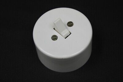 1 X Old Switch Exposed Toggle Switch Round Ø Vintage White 4 Connections Bridge 2