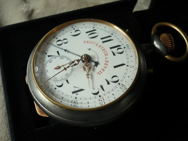 Montre De Poche Ancienne Régulateur Genève - Cadran émaillé 24h - Mécanique Manuelle - Années 1900-1919 - Occasion Fonctionnelle