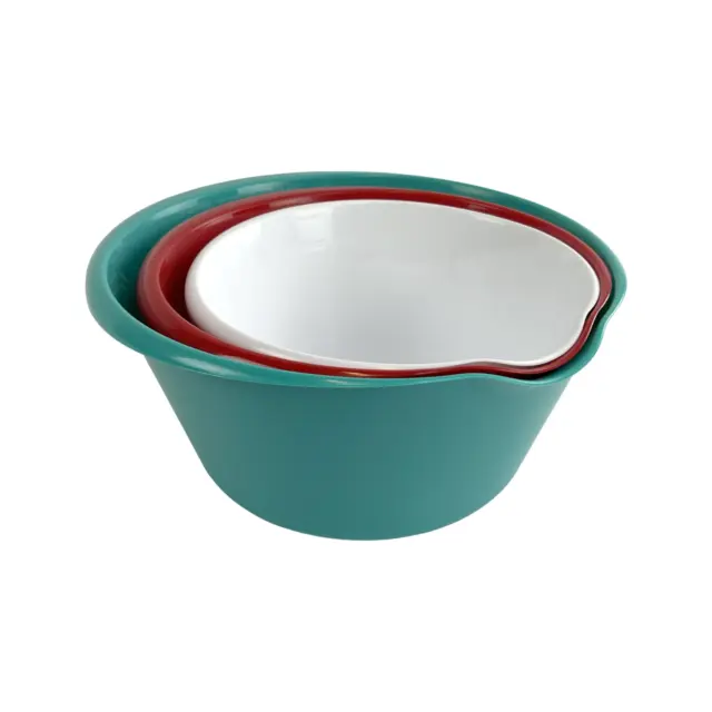 Mainstays 3 Piece Bowl Set Polypropylene Teal Red White, Free shipping