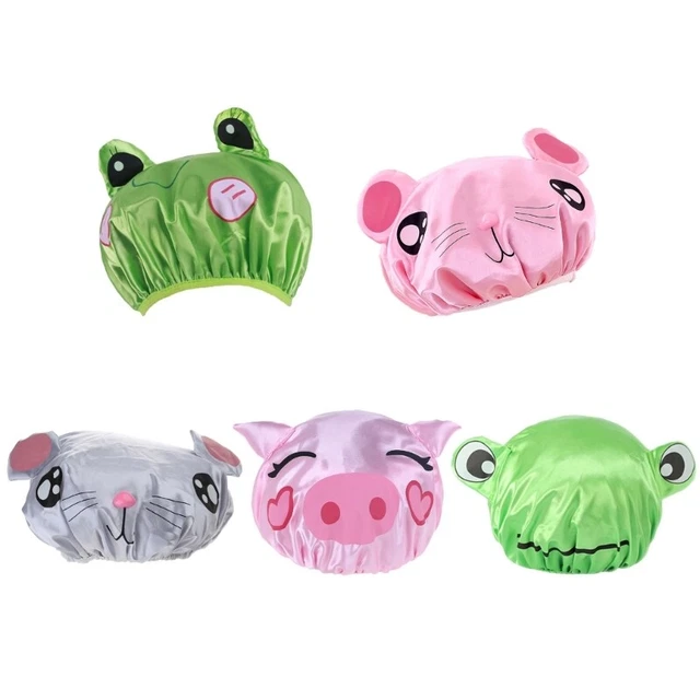 Cappellino doccia doppio strato impermeabile carino tappo da lavaggio cuffia da bagno bambini per testa