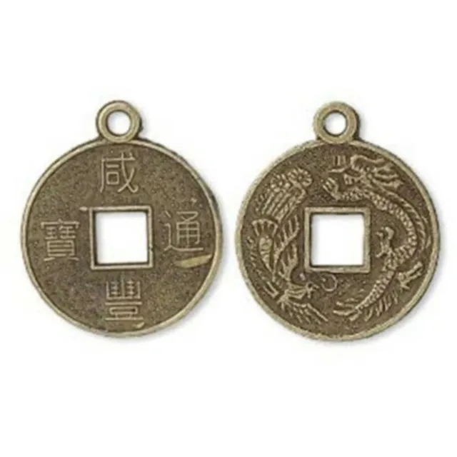Antiqued Brass Chinese Dynasty Coin Replica Pendants Charms 10 pcs