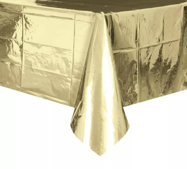 Gold Foil Rectangle Plastic Tablecover Birthday Party Table Cloth 137Cm X 274Cm