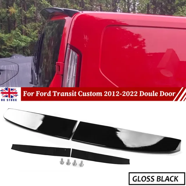 For Ford Transit Custom 2012-2022 Gloss Black Rear Twin Barn Door Roof Spoiler