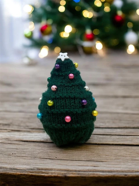 Hand Knitted Christmas Tree Terry's Chocolate Orange Cover Bath Bomb Cover