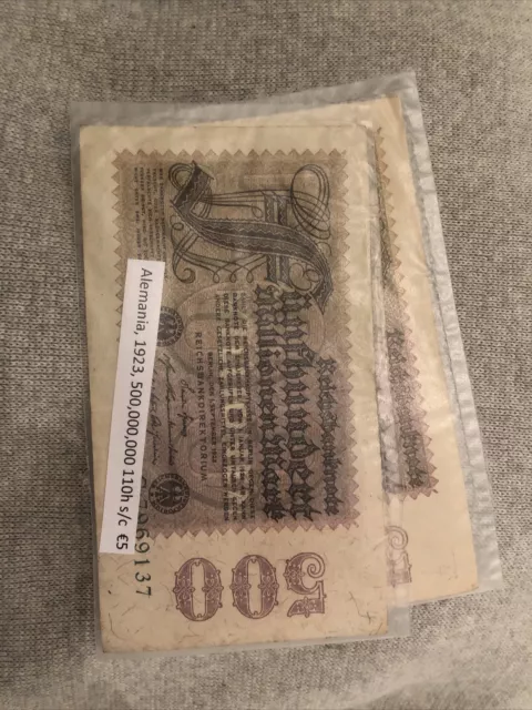 Geld Schein Sammeln Sammlung Deutschland 500 Millionen Mark 1923 110h S/c