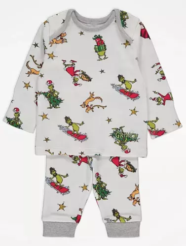 Baby Boys Girls Dr. Seuss The Grinch 100% Cotton Pyjamas Christmas 0-12 months
