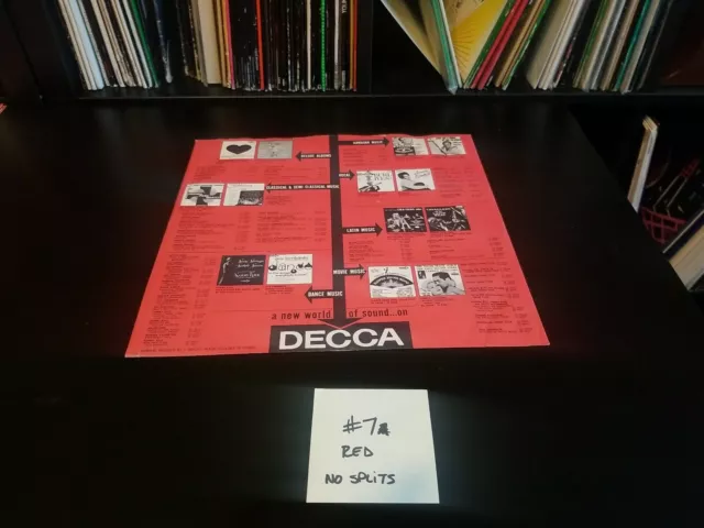 Vintage Decca 12" Album LP Record Paper Inner Printed Sleeve #7 (RED) No Splits