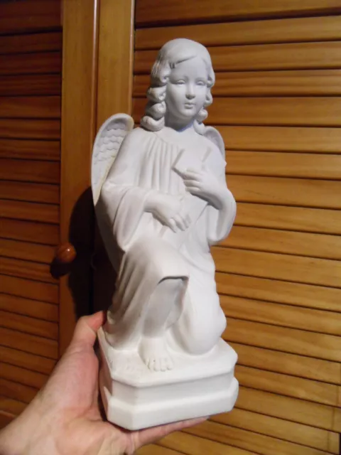 Statue reliquary Ange Angelot avec croix porcelaine vintage Angel with cross