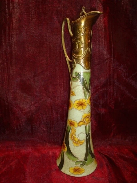 Lanzador Flor Art Deco Estilo Art Nouveau Estilo Porcelana Bronce 2