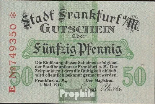 Banknoten Frankfurt/Main 1917 Notgeld der Stadt Frankfurt am Main gebraucht (III