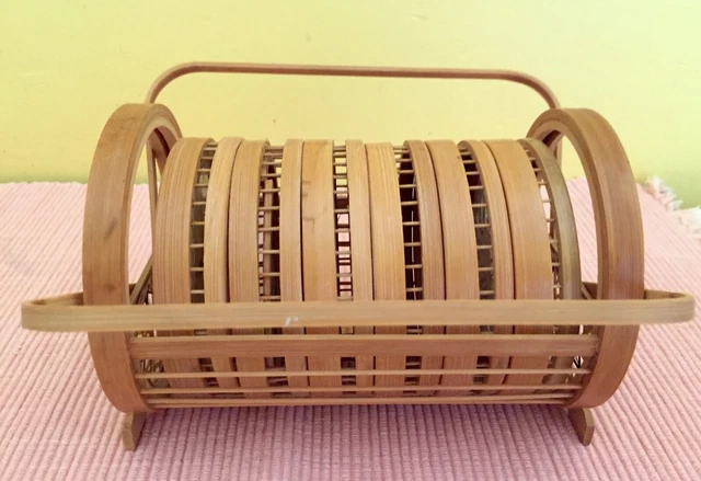 Lot De 6 Dessous De Verre En Rotin Bambou Avec Support - Vintage Papillon