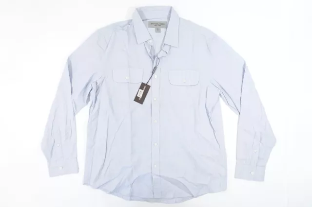 Michael Kors 1981 Rayé Délavé Bleu XL Bouton Avant Chemise Hommes Neuf