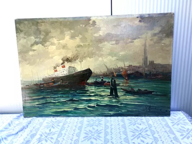 Wunderschöne Ölgemälde auf Leinwand signiert Belgische  Artist (Maritim)