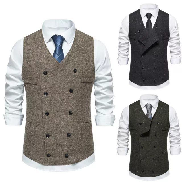 Men's Retro Double Breasted Vest In Autumn And Winter Fashion Suit Vest