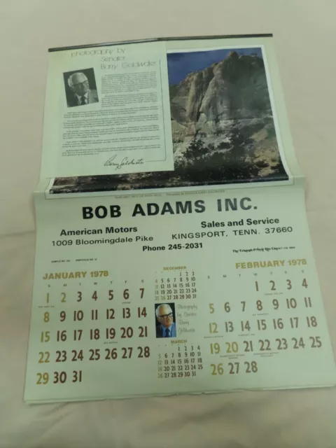 Vtg 1978 Advertising Wall Calendar- Barry Goldwater photography /salesman sample