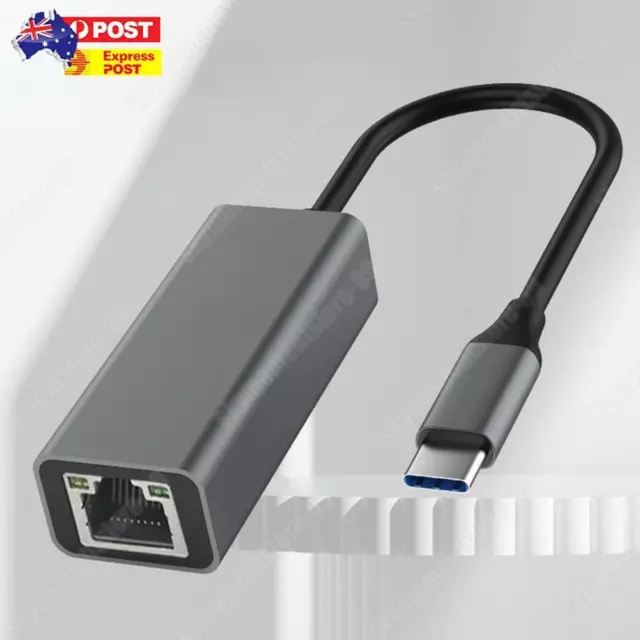 Type-C To RJ45 Gigabit Ethernet Wired LAN Adapter USB Type-C Aluminum Alloy *