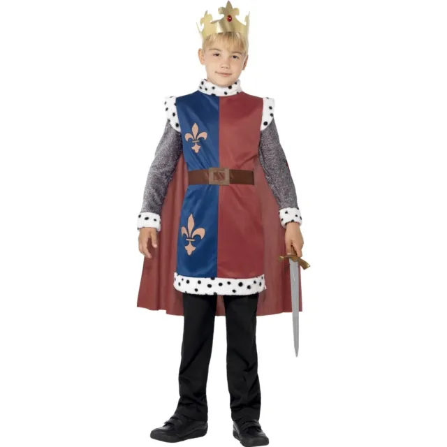 Costume bambino cavaliere principe delle fiabe medievale principe costume con corona S 110-128 cm