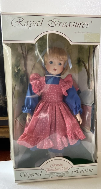 ADELCO Porcelain Collector Special Edition Bisque Doll 16" With Stand, Orig Box