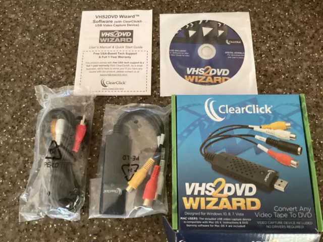 VHS To DVD Wizard Software | USB Video Capture Device Grabber, Open Box