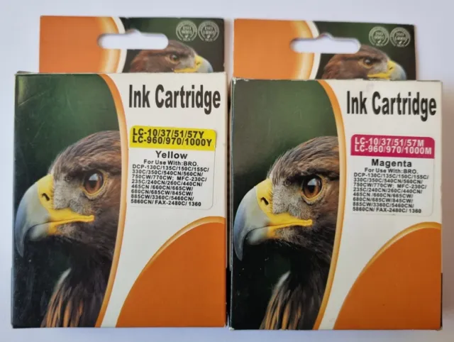 NEW BROTHER Magenta & Yellow Print Cartridges - LC-10/37/51/57 LC960/070/1000