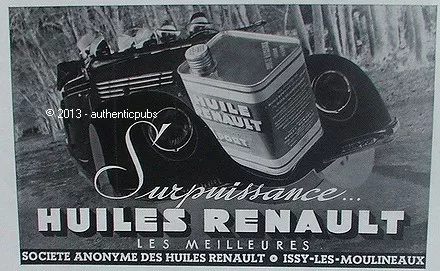 1936 Renault Grand Sport Car Oils Advertisement French Ad Car Oil Pub