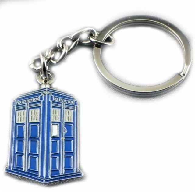 Keyring Metal & Enamel Tardis Phone Box (35 x 25mm) Dr Who Sci-Fi Time Travel