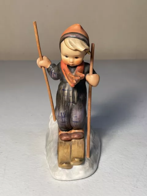 Vintage Goebel Hummel Figurine THE SKIER #59 1960s With Original Wooden Poles