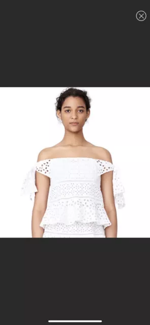 NWT Rebecca Taylor Amora Off Shoulder Eyelet Top Size 0 White 2